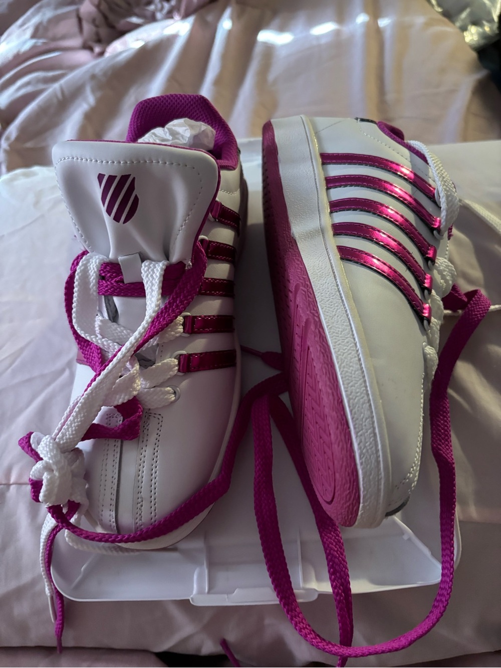 White and Pink Athletic Sneakers - K-Swiss